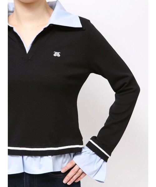 jouetie（ジュエティ）の「レイヤードポロニット（ニット/セーター・レディース・ブラック/オフホワイト/グレー・MEDIUM）」の20枚目の写真