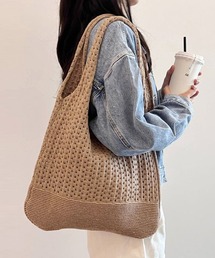 バッグレース編みニットトートバッグ