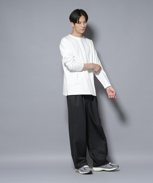 NANO universe(ナノユニバース)の「「NJ/CLUB」モクロディ ボートネック サイドスリットTシャツ(Tシャツ/カットソー・メンズ・グレー系その他4/ブラック/ホワイト・M/S/L)」の20枚目の写真
