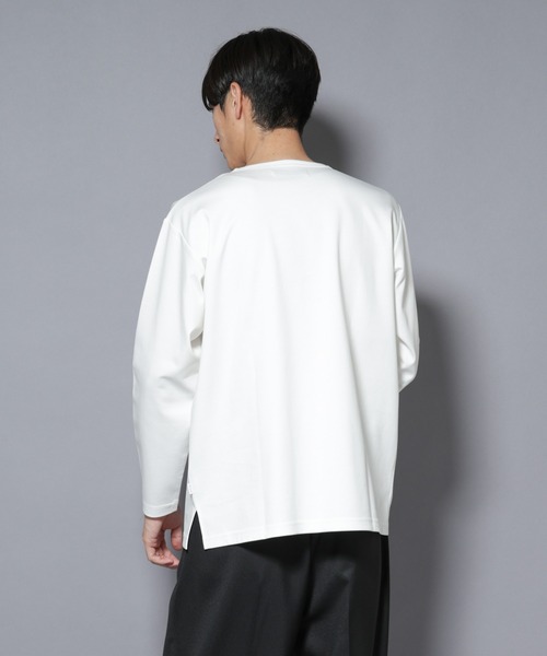 NANO universe(ナノユニバース)の「「NJ/CLUB」モクロディ ボートネック サイドスリットTシャツ(Tシャツ/カットソー・メンズ・グレー系その他4/ブラック/ホワイト・M/S/L)」の16枚目の写真