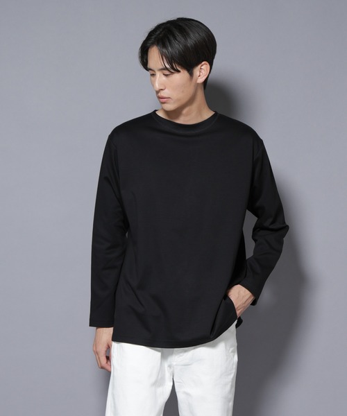 NANO universe(ナノユニバース)の「「NJ/CLUB」モクロディ ボートネック サイドスリットTシャツ(Tシャツ/カットソー・メンズ・グレー系その他4/ブラック/ホワイト・M/S/L)」の21枚目の写真