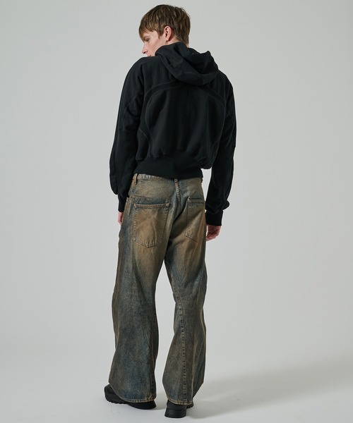 パンツ NVRFRGT 3d twisted wide leg half jeans NVRFRGT - 【25AW】3D ツイステッド ワイド レッグ ジーンズ