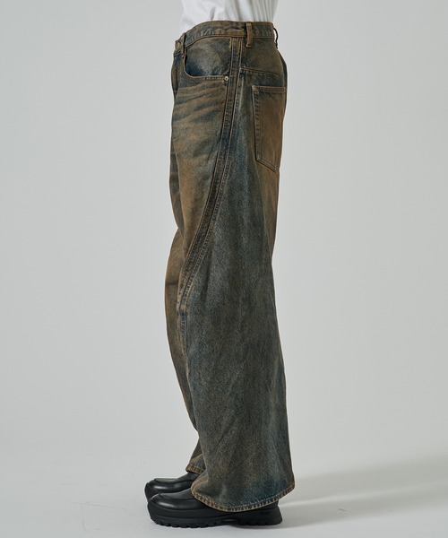 パンツ NVRFRGT 3d twisted wide leg half jeans NVRFRGT - 【25AW】3D ツイステッド ワイド レッグ ジーンズ