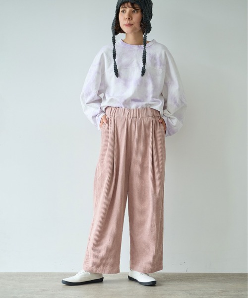 yuni（ユニ　）の「コットンコーデュロイ　ゴムタックパンツ（その他パンツ・レディース・ピンク/ホワイト/ブラック・FREE）」の4枚目の写真