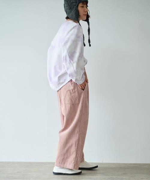yuni（ユニ　）の「コットンコーデュロイ　ゴムタックパンツ（その他パンツ・レディース・ピンク/ホワイト/ブラック・FREE）」の5枚目の写真