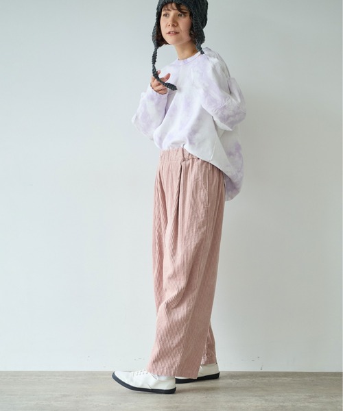 yuni（ユニ　）の「コットンコーデュロイ　ゴムタックパンツ（その他パンツ・レディース・ピンク/ホワイト/ブラック・FREE）」の7枚目の写真