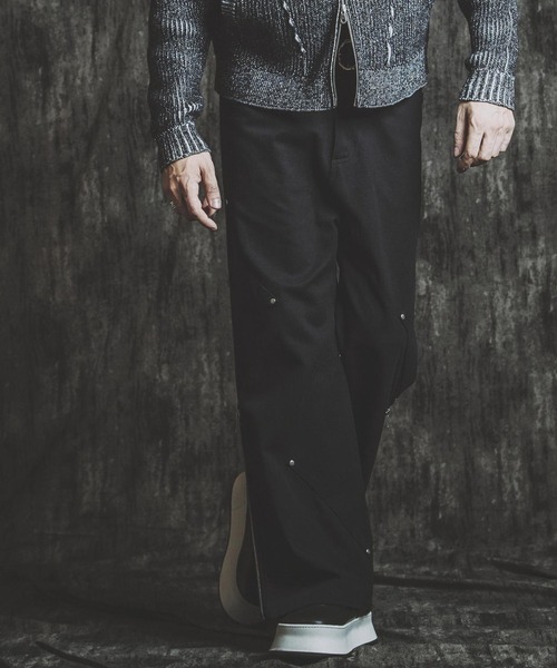 NO ID.（ノーアイディ）の「【NO ID.】Side Patch Zip Wide Flare Pants / サイド パッチ ジップ ワイド フレア パンツ（デニムパンツ・メンズ・ネイビー/グレー/ブラック・2(M)/1(S)）」の7枚目の写真