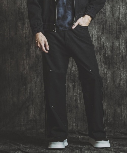 NO ID.（ノーアイディ）の「【NO ID.】Side Patch Zip Wide Flare Pants / サイド パッチ ジップ ワイド フレア パンツ（デニムパンツ・メンズ・ネイビー/グレー/ブラック・2(M)/1(S)）」の8枚目の写真