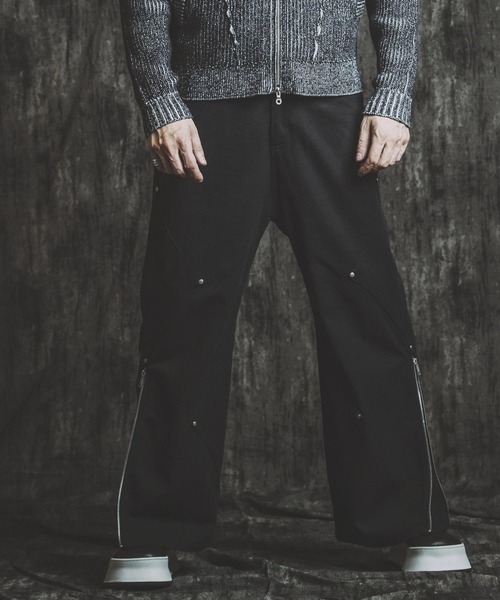 NO ID.（ノーアイディ）の「【NO ID.】Side Patch Zip Wide Flare Pants / サイド パッチ ジップ ワイド フレア パンツ（デニムパンツ・メンズ・ネイビー/グレー/ブラック・2(M)/1(S)）」の9枚目の写真