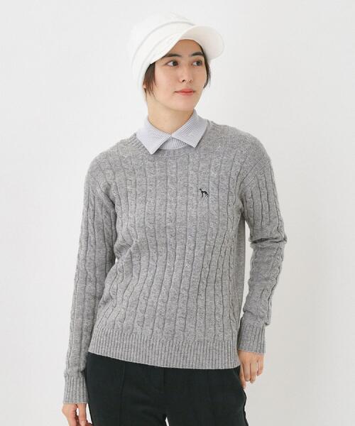 adabat(アダバット)の「ケーブル柄クルーネックニット(ニット/セーター・レディース・ブラック/レッド系1/ライトグレー・42/40/38)」の4枚目の写真