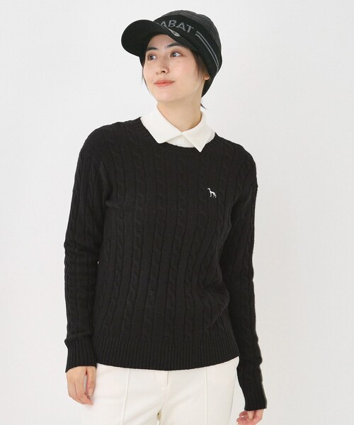 adabat（アダバット）の「ケーブル柄クルーネックニット（ニット/セーター・レディース・ブラック/レッド系1/ライトグレー・42/40/38）」の5枚目の写真