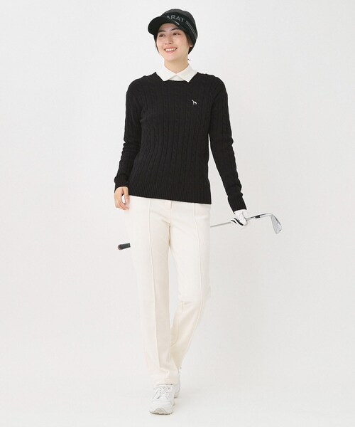 adabat（アダバット）の「ケーブル柄クルーネックニット（ニット/セーター・レディース・ブラック/レッド系1/ライトグレー・42/40/38）」の7枚目の写真