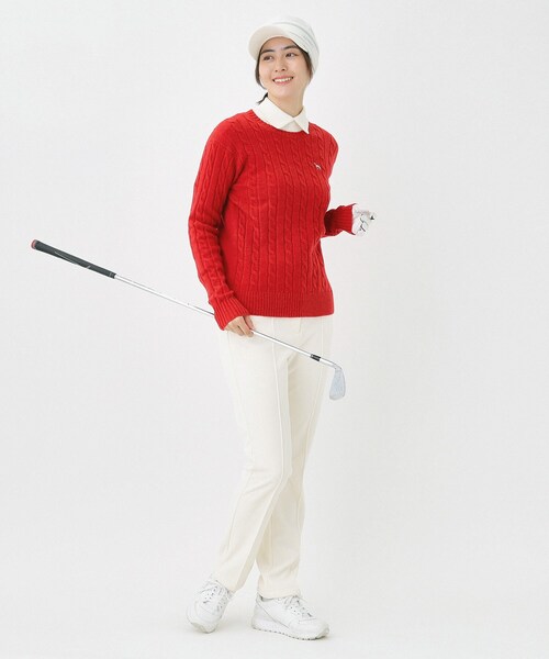 adabat（アダバット）の「ケーブル柄クルーネックニット（ニット/セーター・レディース・ブラック/レッド系1/ライトグレー・42/40/38）」の12枚目の写真