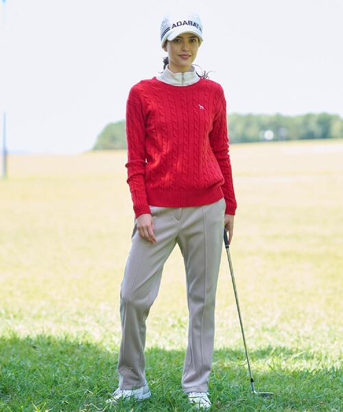 adabat（アダバット）の「ケーブル柄クルーネックニット（ニット/セーター・レディース・ブラック/レッド系1/ライトグレー・42/40/38）」の13枚目の写真