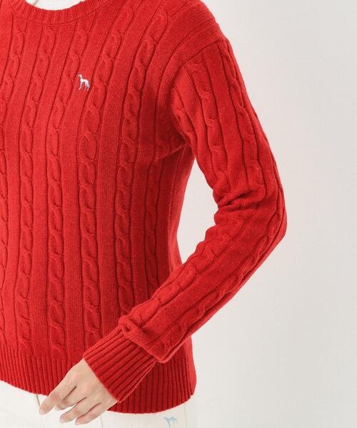 adabat（アダバット）の「ケーブル柄クルーネックニット（ニット/セーター・レディース・ブラック/レッド系1/ライトグレー・42/40/38）」の20枚目の写真