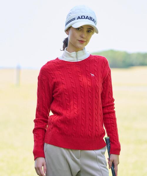 adabat（アダバット）の「ケーブル柄クルーネックニット（ニット/セーター・レディース・ブラック/レッド系1/ライトグレー・42/40/38）」の22枚目の写真