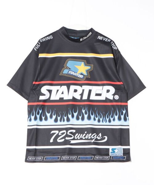STARTER（スターター）の「●STARTER GOLF●スターターゴルフ ロゴファイヤーパターンモックネック半袖Tシャツ SG-123002（Tシャツ/カットソー・メンズ・ブラック/ホワイト・L/M）」の2枚目の写真