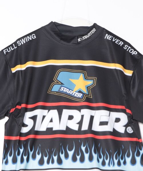 STARTER（スターター）の「●STARTER GOLF●スターターゴルフ ロゴファイヤーパターンモックネック半袖Tシャツ SG-123002（Tシャツ/カットソー・メンズ・ブラック/ホワイト・L/M）」の4枚目の写真