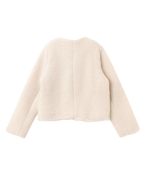 ✨美品✨Poème Bohémien ベージュ ノーカラージャケット ラメボア金ボタンノーカラージャケット（ノーカラージャケット