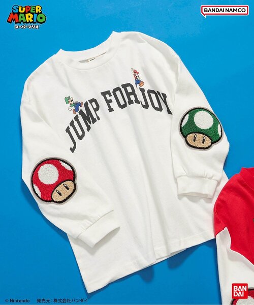 BANDAI(バンダイ)の「スーパーマリオ エルボーパッチTシャツ(Tシャツ/カットソー・キッズ・レインボー/オフホワイト/ブラック・100/110/120/130/140/150)」の2枚目の写真