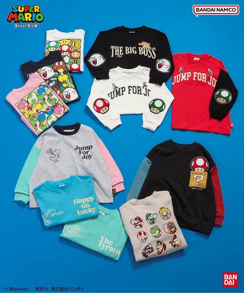 BANDAI(バンダイ)の「スーパーマリオ エルボーパッチTシャツ(Tシャツ/カットソー・キッズ・レインボー/オフホワイト/ブラック・100/110/120/130/140/150)」の7枚目の写真