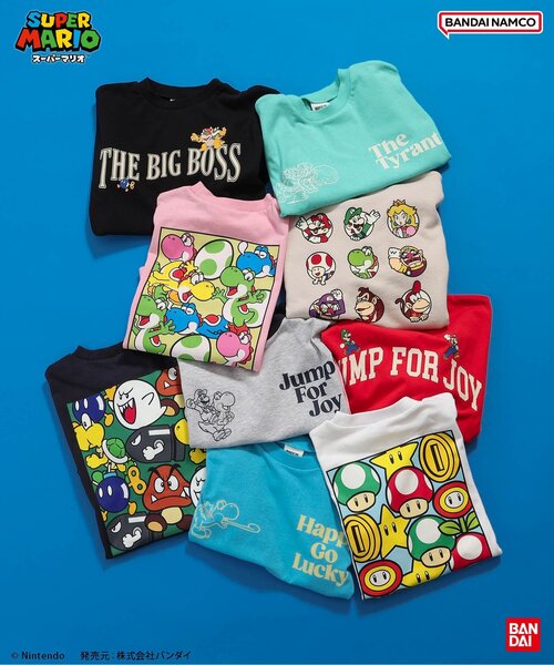 BANDAI(バンダイ)の「スーパーマリオ エルボーパッチTシャツ(Tシャツ/カットソー・キッズ・レインボー/オフホワイト/ブラック・100/110/120/130/140/150)」の8枚目の写真