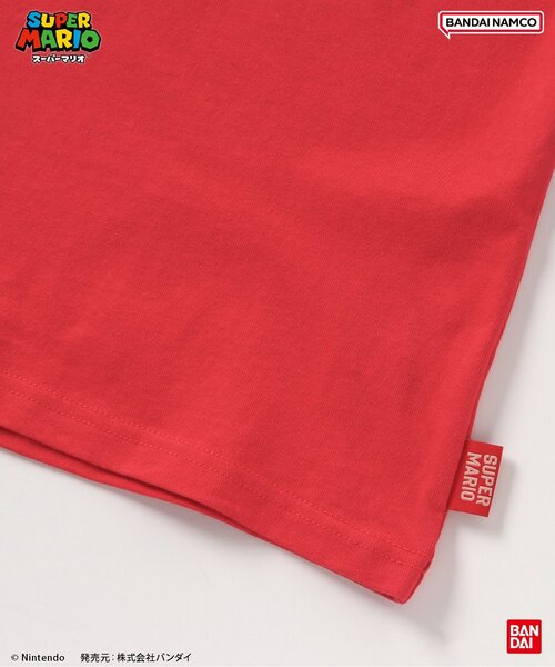 BANDAI(バンダイ)の「スーパーマリオ エルボーパッチTシャツ(Tシャツ/カットソー・キッズ・レインボー/オフホワイト/ブラック・100/110/120/130/140/150)」の10枚目の写真