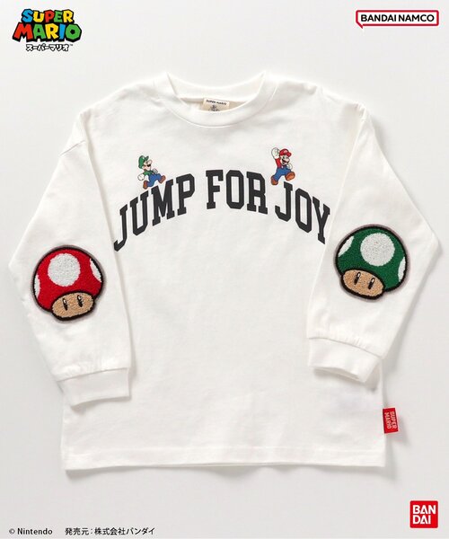 BANDAI(バンダイ)の「スーパーマリオ エルボーパッチTシャツ(Tシャツ/カットソー・キッズ・レインボー/オフホワイト/ブラック・100/110/120/130/140/150)」の12枚目の写真
