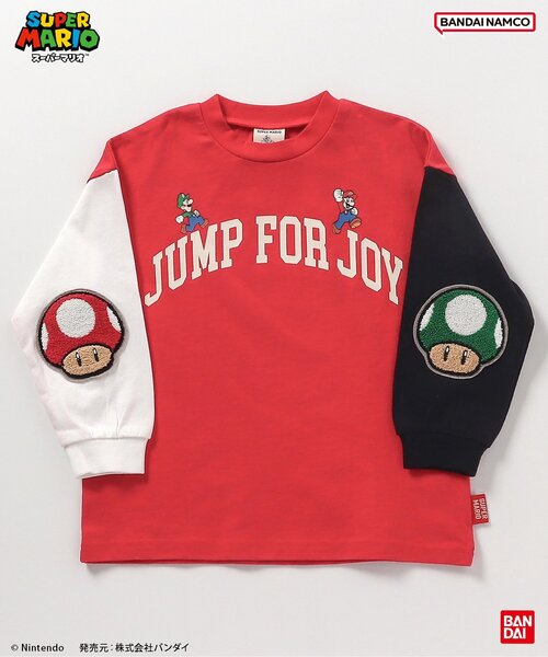 BANDAI(バンダイ)の「スーパーマリオ エルボーパッチTシャツ(Tシャツ/カットソー・キッズ・レインボー/オフホワイト/ブラック・100/110/120/130/140/150)」の13枚目の写真