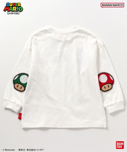 BANDAI(バンダイ)の「スーパーマリオ エルボーパッチTシャツ(Tシャツ/カットソー・キッズ・レインボー/オフホワイト/ブラック・100/110/120/130/140/150)」の15枚目の写真