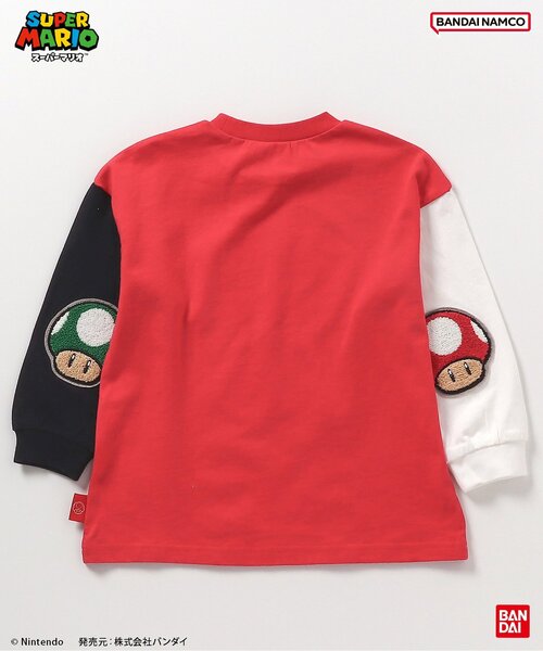 BANDAI(バンダイ)の「スーパーマリオ エルボーパッチTシャツ(Tシャツ/カットソー・キッズ・レインボー/オフホワイト/ブラック・100/110/120/130/140/150)」の16枚目の写真