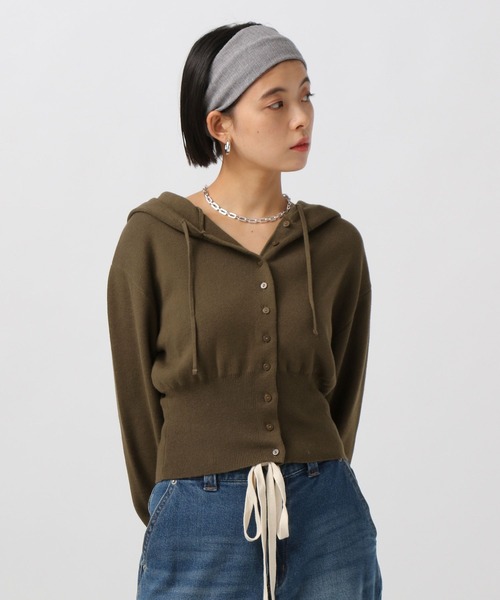 BAYFLOW(ベイフロー)の「リブニットパーカー(ニット/セーター・レディース・グレー/ブラック/ブラウン・FREE)」の7枚目の写真