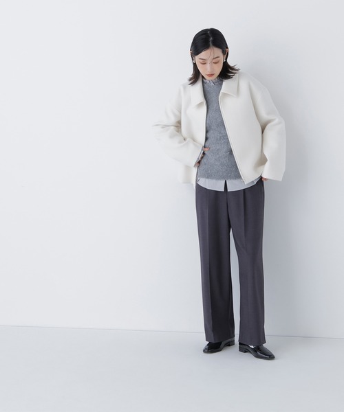 NATURAL BEAUTY BASIC（ナチュラルビューティーベーシック）の「◇ステンカラージップブルゾン（ブルゾン・レディース・ダークブラウン/グレイッシュベージュ/オフホワイト・MEDIUM/SMALL）」の7枚目の写真