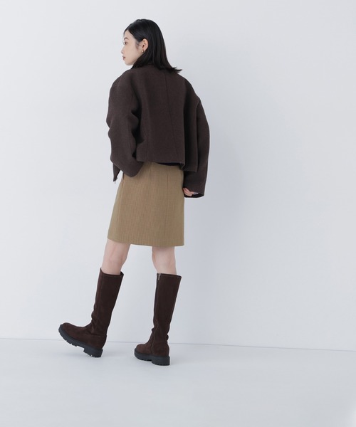 NATURAL BEAUTY BASIC（ナチュラルビューティーベーシック）の「◇ステンカラージップブルゾン（ブルゾン・レディース・ダークブラウン/グレイッシュベージュ/オフホワイト・MEDIUM/SMALL）」の14枚目の写真