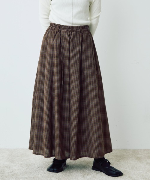 Crisp（クリスプ）の「チェックタックスカート（スカート・レディース・ブラウン/ベージュ・FREE）」の11枚目の写真