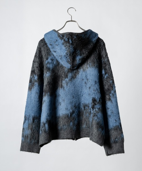 KUUUPY（クーピー）の「Gradient Shaggy Zip Knit Hoodie - グラデーションシャギージップニットパーカー（パーカー・メンズ・ブラック/ブルー・SMALL/MEDIUM/LARGE）」の10枚目の写真