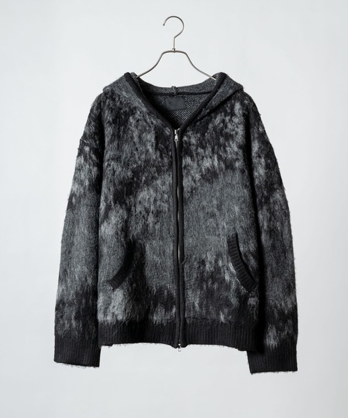 KUUUPY（クーピー）の「Gradient Shaggy Zip Knit Hoodie - グラデーションシャギージップニットパーカー（パーカー・メンズ・ブラック/ブルー・SMALL/MEDIUM/LARGE）」の12枚目の写真