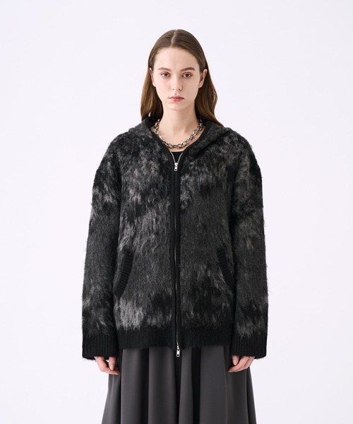 KUUUPY（クーピー）の「Gradient Shaggy Zip Knit Hoodie - グラデーションシャギージップニットパーカー（パーカー・メンズ・ブラック/ブルー・SMALL/MEDIUM/LARGE）」の21枚目の写真