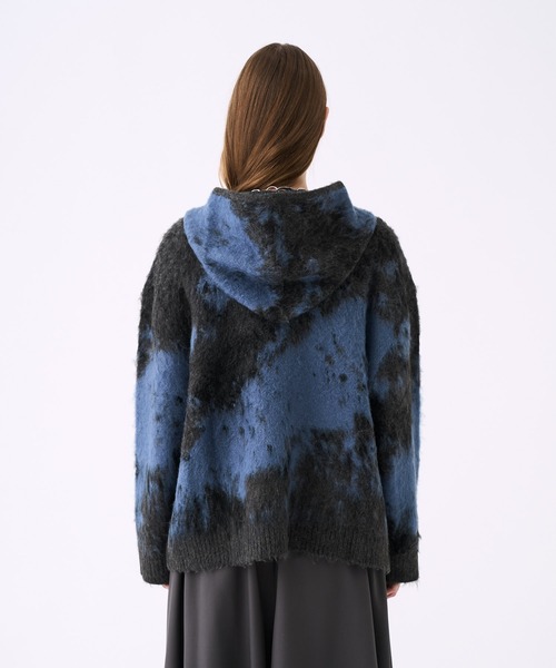 KUUUPY（クーピー）の「Gradient Shaggy Zip Knit Hoodie - グラデーションシャギージップニットパーカー（パーカー・メンズ・ブラック/ブルー・SMALL/MEDIUM/LARGE）」の18枚目の写真