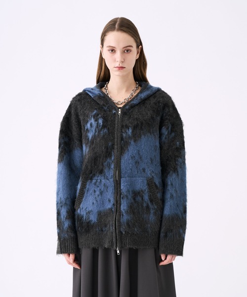 KUUUPY（クーピー）の「Gradient Shaggy Zip Knit Hoodie - グラデーションシャギージップニットパーカー（パーカー・メンズ・ブラック/ブルー・SMALL/MEDIUM/LARGE）」の15枚目の写真