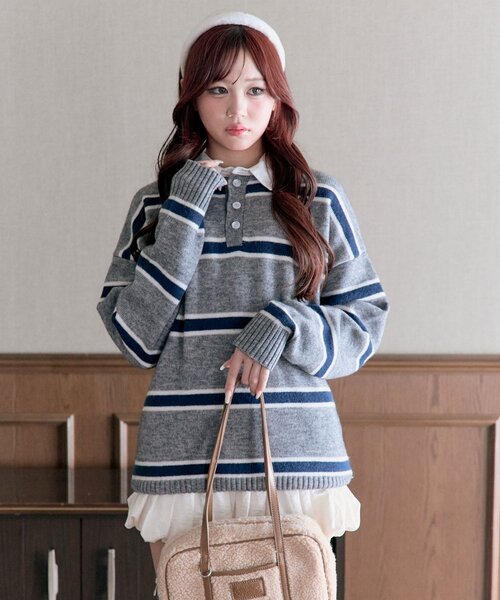 OLIVE des OLIVE（オリーブデオリーブ）の「ラガーポロニット（ニット