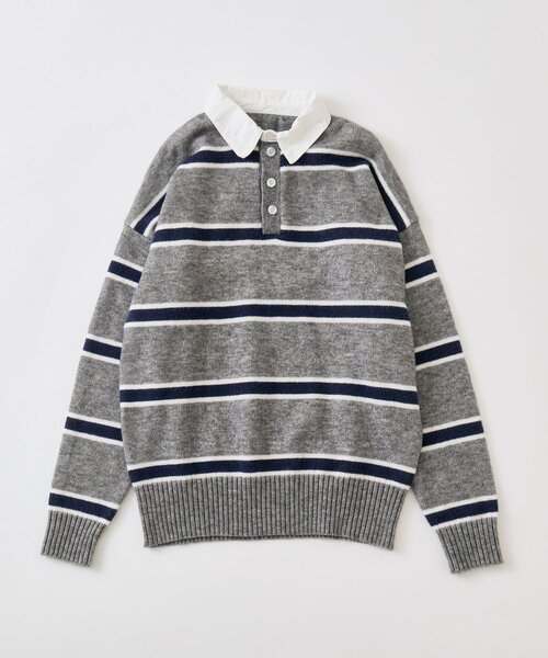 OLIVE des OLIVE（オリーブデオリーブ）の「ラガーポロニット（ニット/セーター・レディース・オフホワイト/トップグレー/ボルドー・FREE）」の17枚目の写真