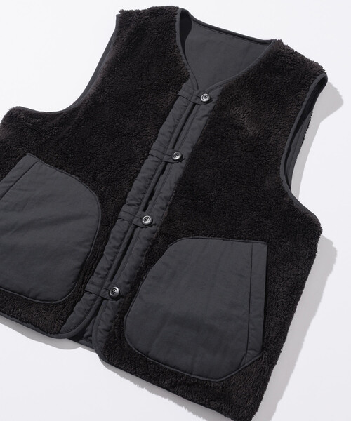セール】リラックスフィット リバーシブル ボアベスト/ミリタリー