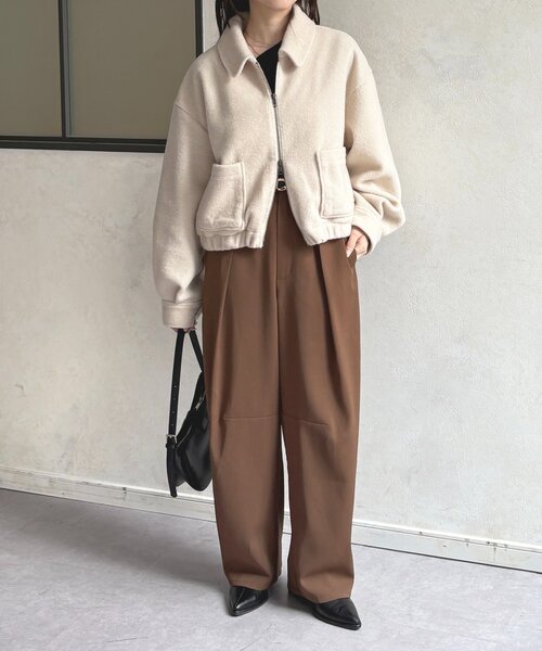 Thevon（ゼボン）の「ステンカラーブークレブルゾン（ブルゾン・レディース・ブラウン/アイボリー・FREE）」の7枚目の写真