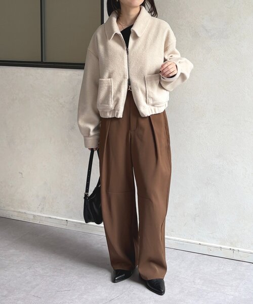 Thevon（ゼボン）の「ステンカラーブークレブルゾン（ブルゾン・レディース・ブラウン/アイボリー・FREE）」の9枚目の写真