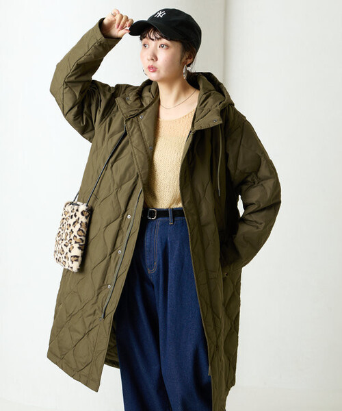 FREAK'S STORE（フリークスストア）の「限定展開 TAION × FREAK'S STORE/タイオン 別注 キルト フード ロングダウン（ダウンジャケット/コート・レディース・ブラック/オリーブ/ベージュ・ﾌﾘ-）」の21枚目の写真