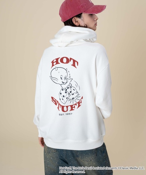 WEGO(ウィゴー)の「∴WEGO/【HOTSTUFF】グラフィックプルパーカー(パーカー・メンズ・スミクロ/ホワイト・MEDIUM/LARGE)」の4枚目の写真