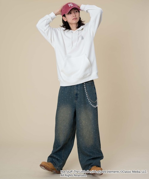 WEGO(ウィゴー)の「∴WEGO/【HOTSTUFF】グラフィックプルパーカー(パーカー・メンズ・スミクロ/ホワイト・MEDIUM/LARGE)」の6枚目の写真