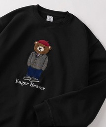 【84】クマコーデ サガラ&アップリケ刺繍 裏毛 スウェット