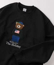 【84】クマコーデ サガラ&アップリケ刺繍 裏毛 スウェット
